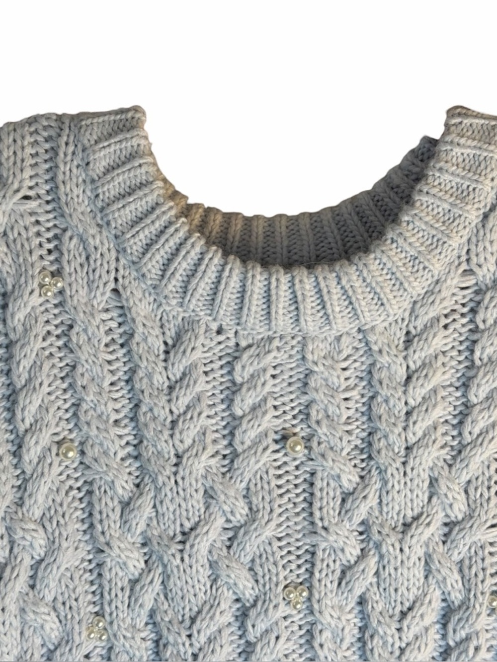 House of Harlow 1960  Cable Knit Pearl-Embellished Sweater - Picture 5 of 10